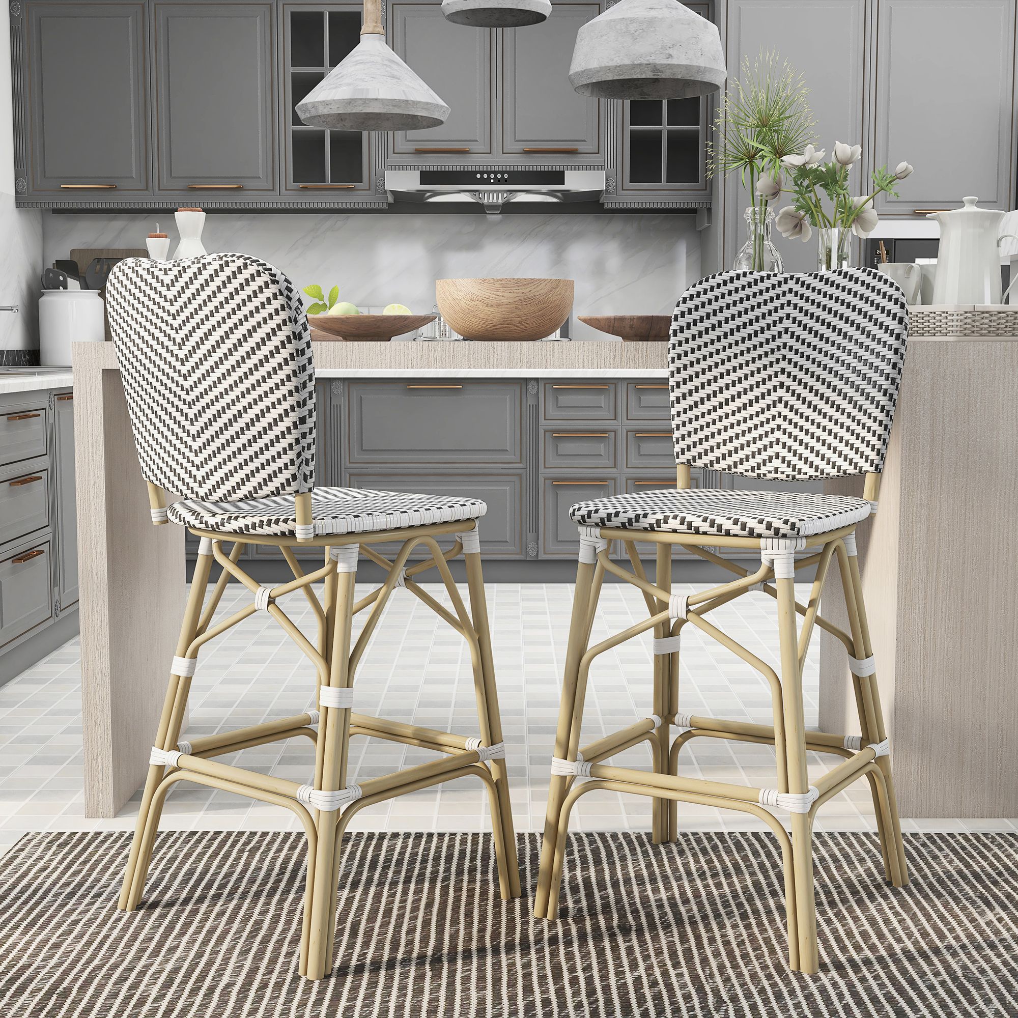 White wicker chair online set