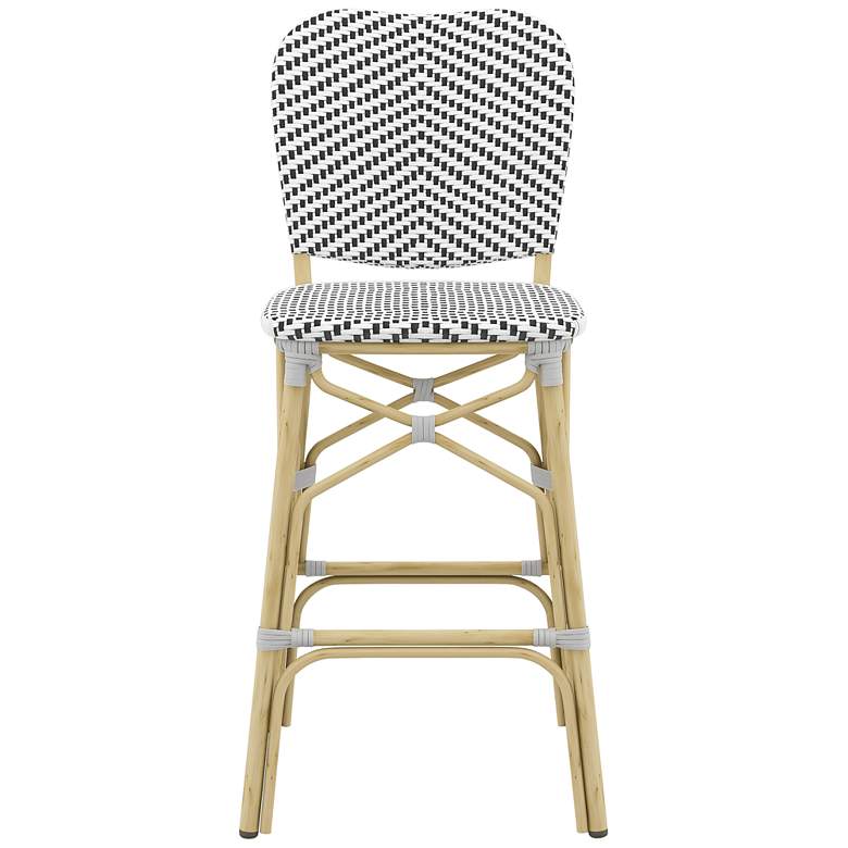 Image 3 Kern 29 3/4" Black White Wicker Patio Bar Chairs Set of 2 more views