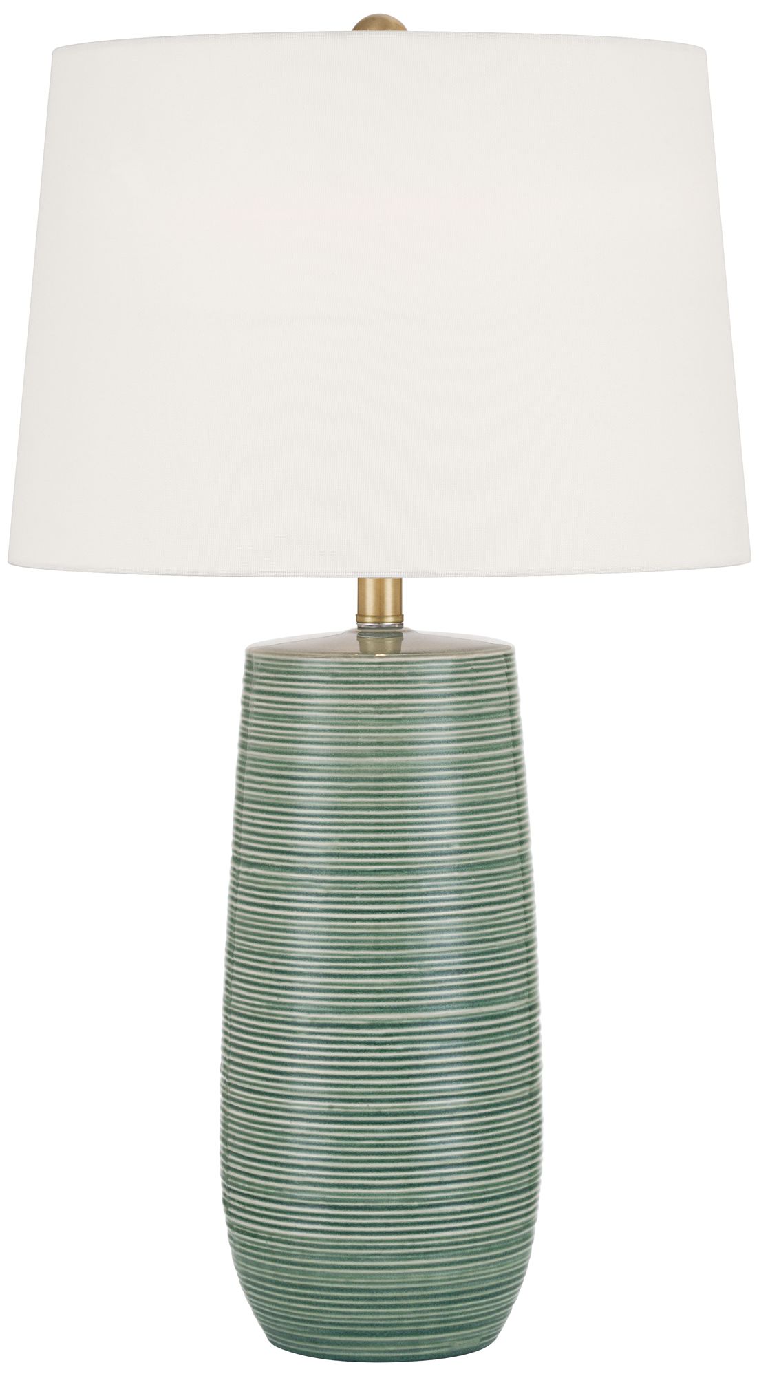 Image 2 Kerry 28 1/2" High Green Stripes Ceramic Table Lamp with Dimmer