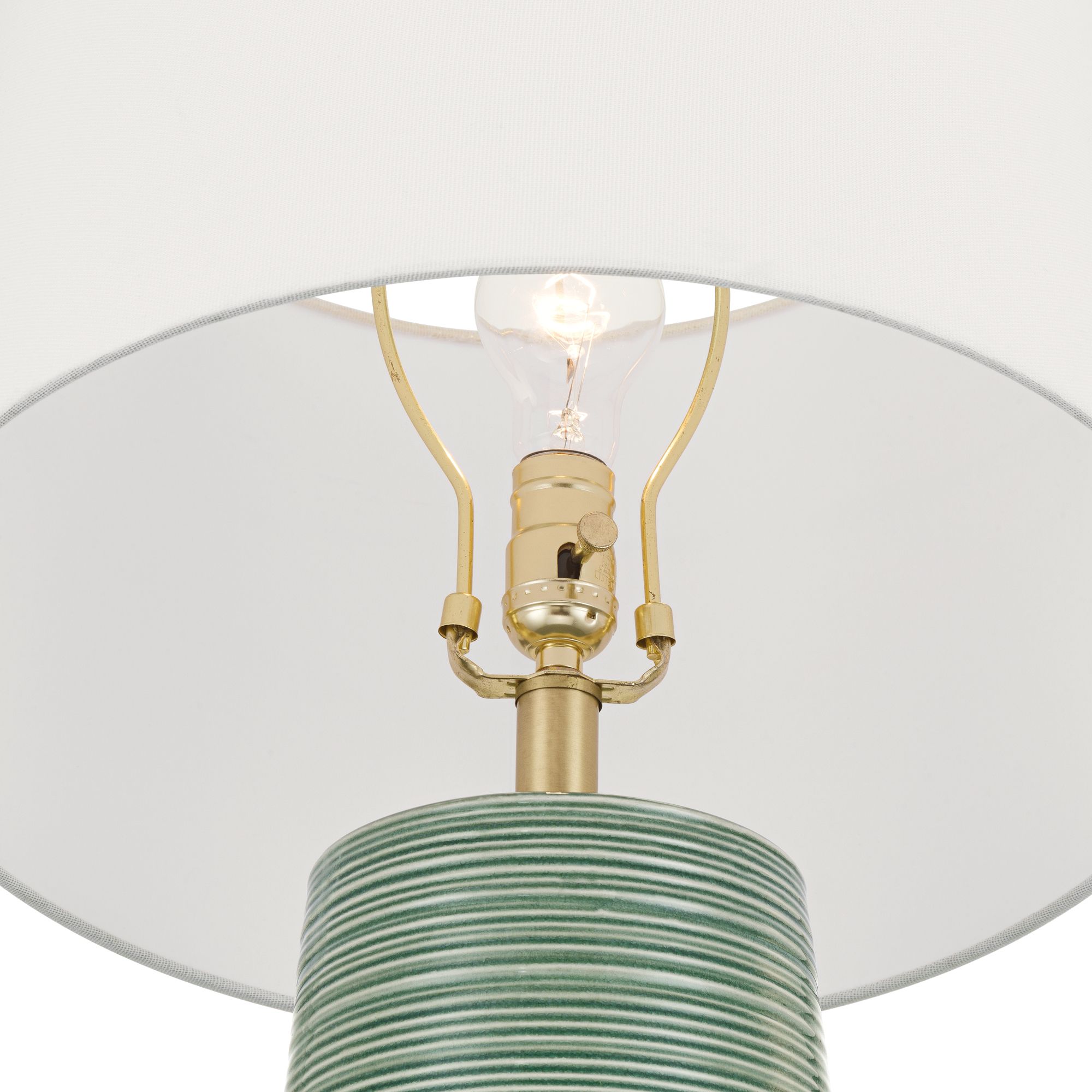 Image 4 Kerry 28 1/2" High Green Stripes Ceramic Table Lamp with Dimmer more views