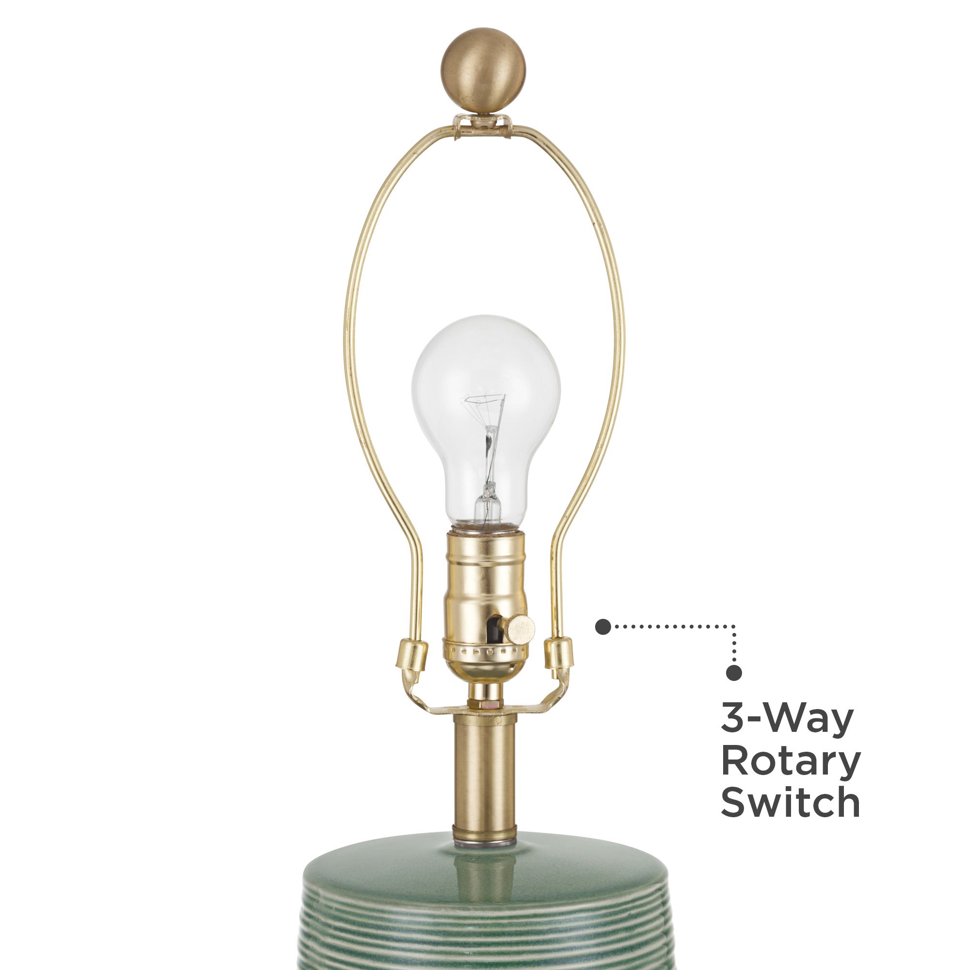 Image 5 Kerry 28 1/2" High Green Stripes Ceramic Table Lamp with Dimmer more views