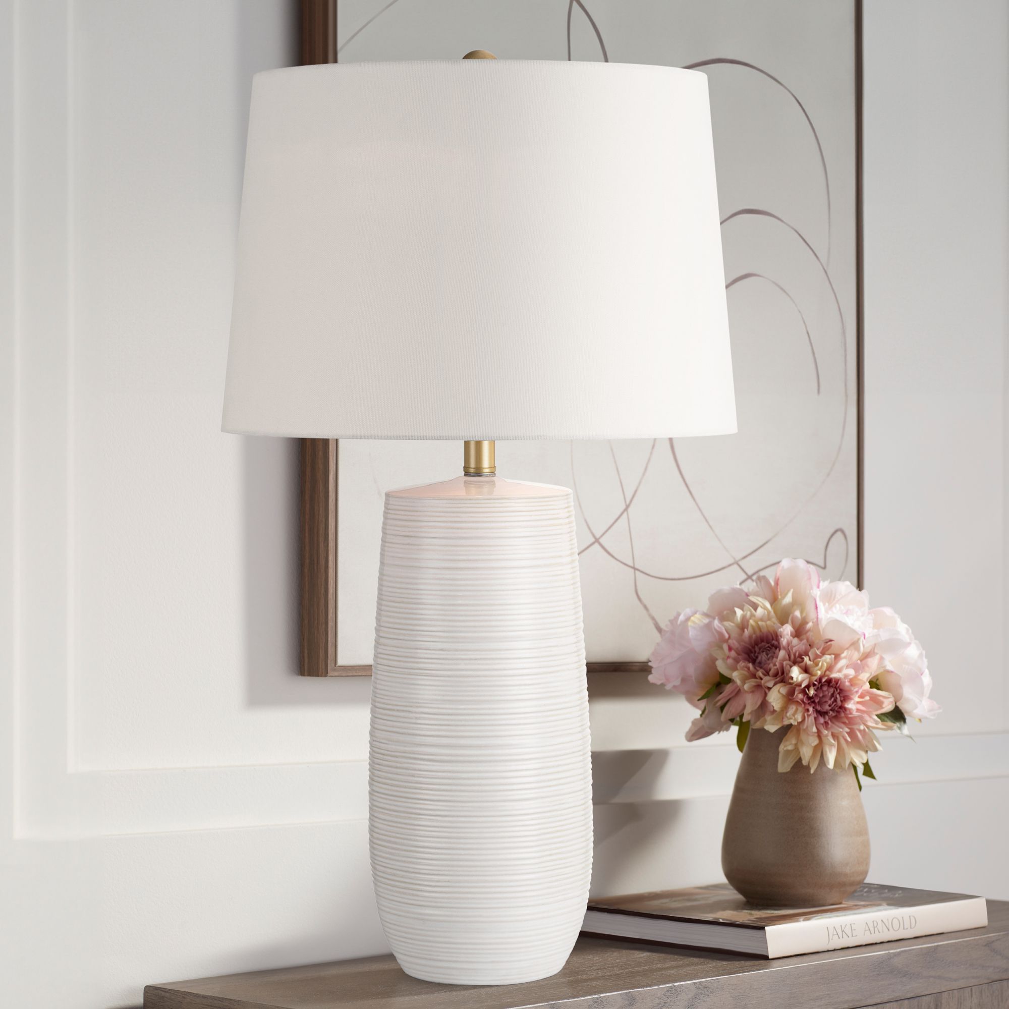 Image 7 Kerry 28 1/2" High Light Taupe Stripes Ceramic Table Lamp Set of 2 more views