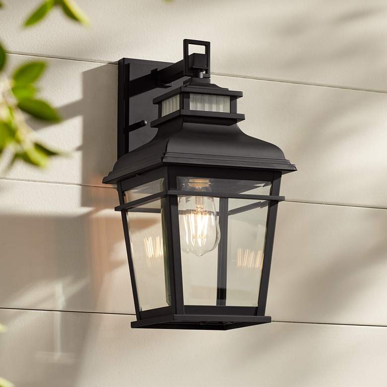Image 1 Kershaw 16" High Black Clear Glass Outdoor Wall Light