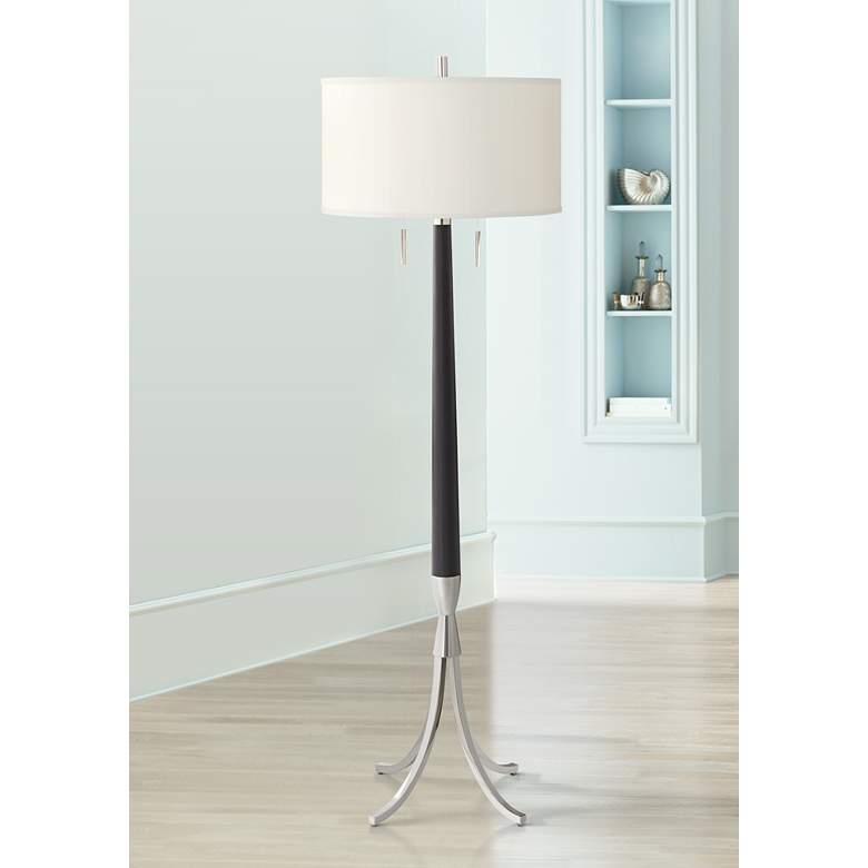 Image 1 Kershaw Matte Black Mid-Century Modern Floor Lamp