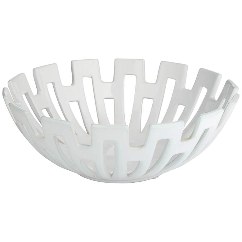 Kery White Stoneware Round Cut Out Decorative Bowl