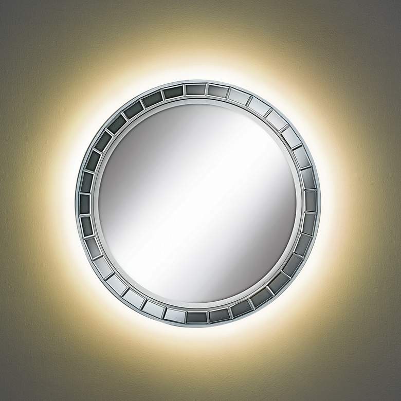 Kesha Antique Silver 36&quot; Round Mirror with LED Light DIY Kit