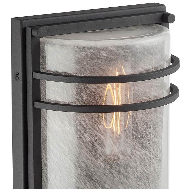 Image 4 Keswick 11" High Black Outdoor Wall Sconce w/ White Swearl Shade more views