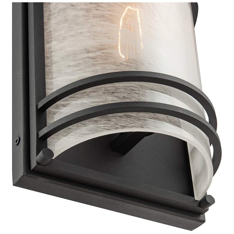 Image 5 Keswick 11" High Black Outdoor Wall Sconce w/ White Swearl Shade more views