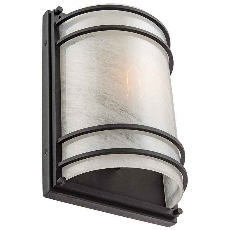 Image 4 Keswick 13" High Black Outdoor Wall Sconce w/ White Swearl Shade more views