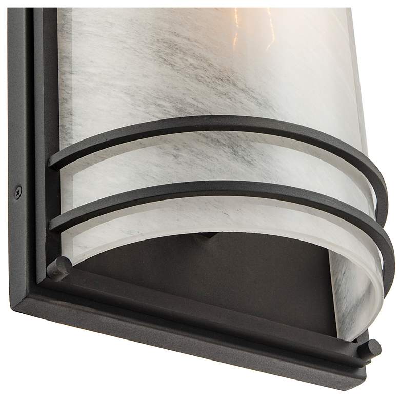 Image 5 Keswick 13" High Black Outdoor Wall Sconce w/ White Swearl Shade more views