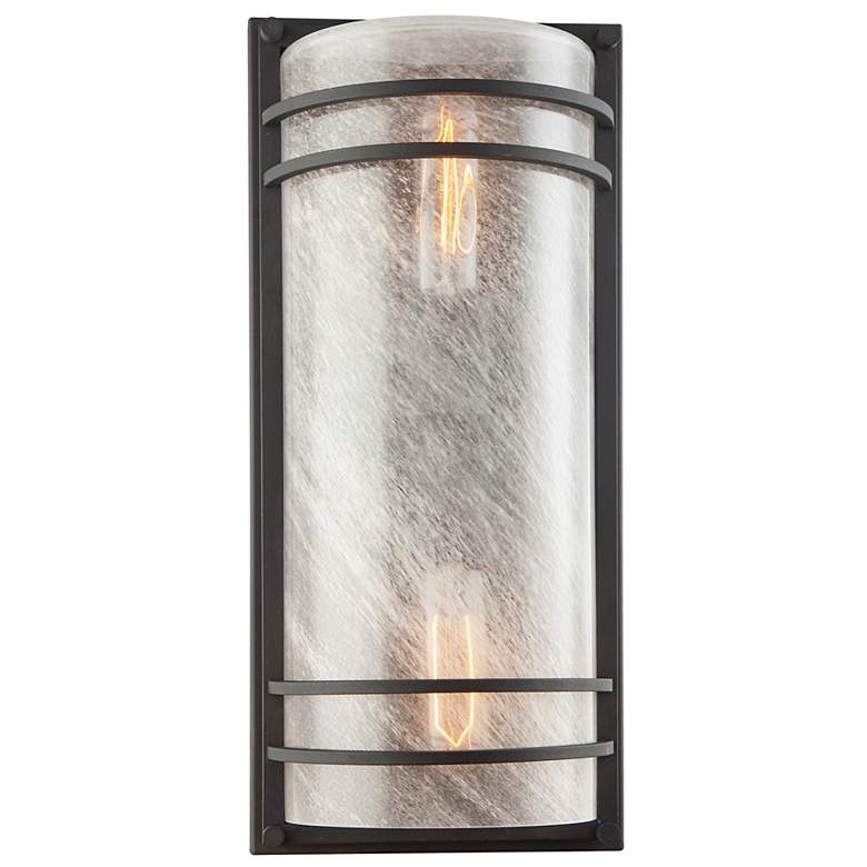 Image 3 Keswick 16.25"H 2-Light Black Outdoor Wall Sconce w/ White Swearl Shade more views