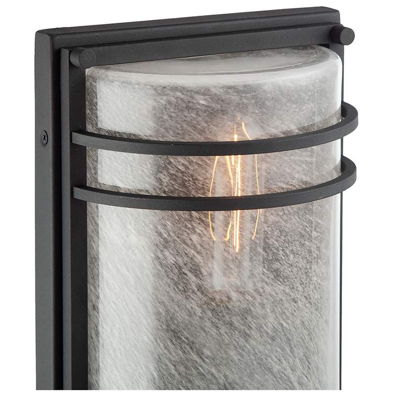Image 5 Keswick 16.25"H 2-Light Black Outdoor Wall Sconce w/ White Swearl Shade more views