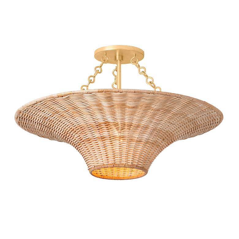 Image 2 Ketan 24 1/2" Wide Vintage Gold Leaf Wicker Ceiling Light