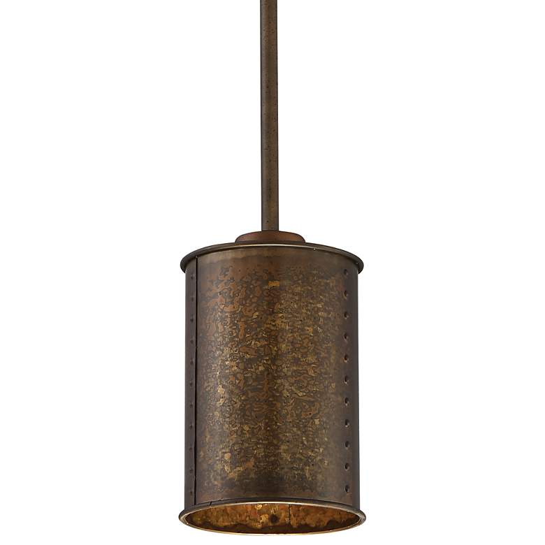 Image 1 Kettle 7 1/4" Wide Weathered Brass Mini Pendant
