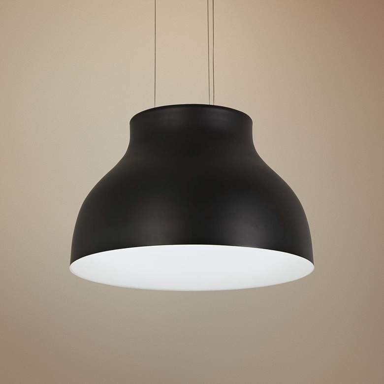 Image 1 Kettle Up 16 3/4 inch Wide Matte Black LED Pendant Light