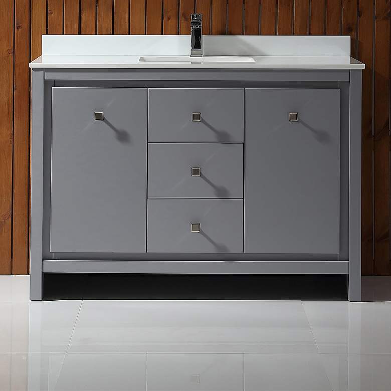 Image 1 Kevin 48 inch Wide Pebble Gray 2-Door Single Sink Vanity