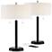 Kevin Black Metal USB Accent Table Lamps Set of 2