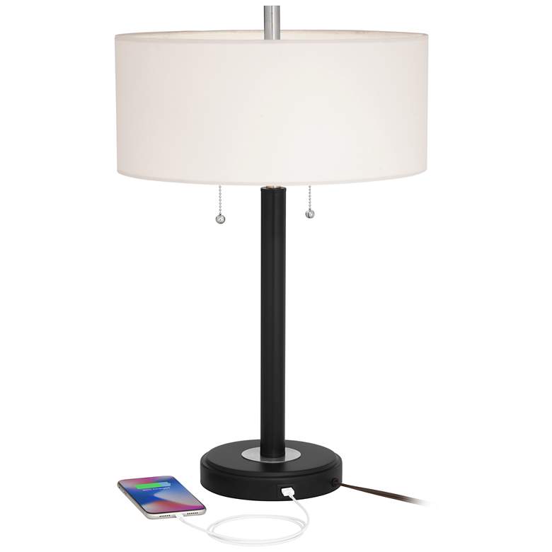 Kevin Black Metal USB Accent Table Lamps Set of 2 more views