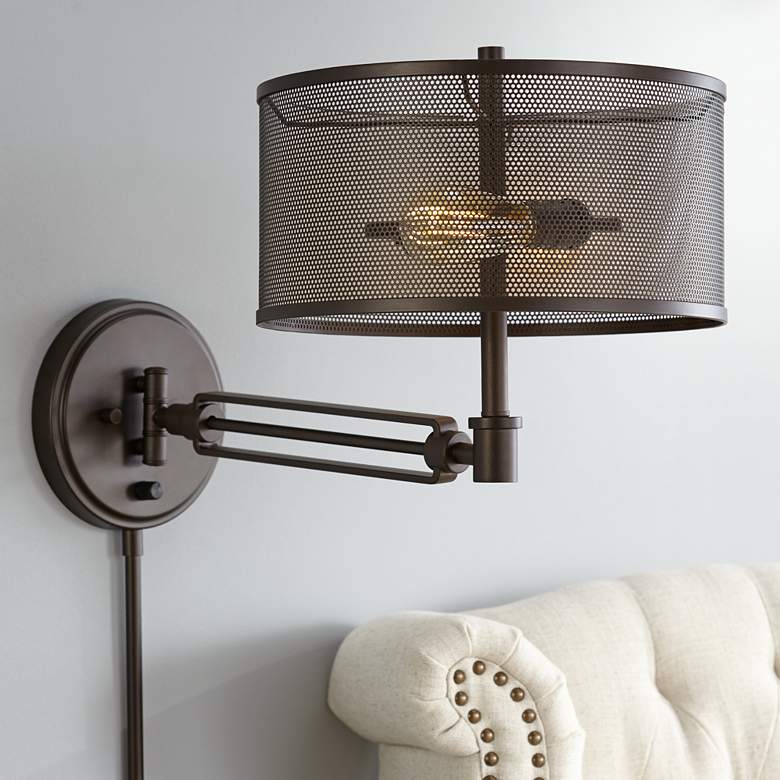 Image 1 Kevin Bronze Metal Swing Arm Wall Lamp