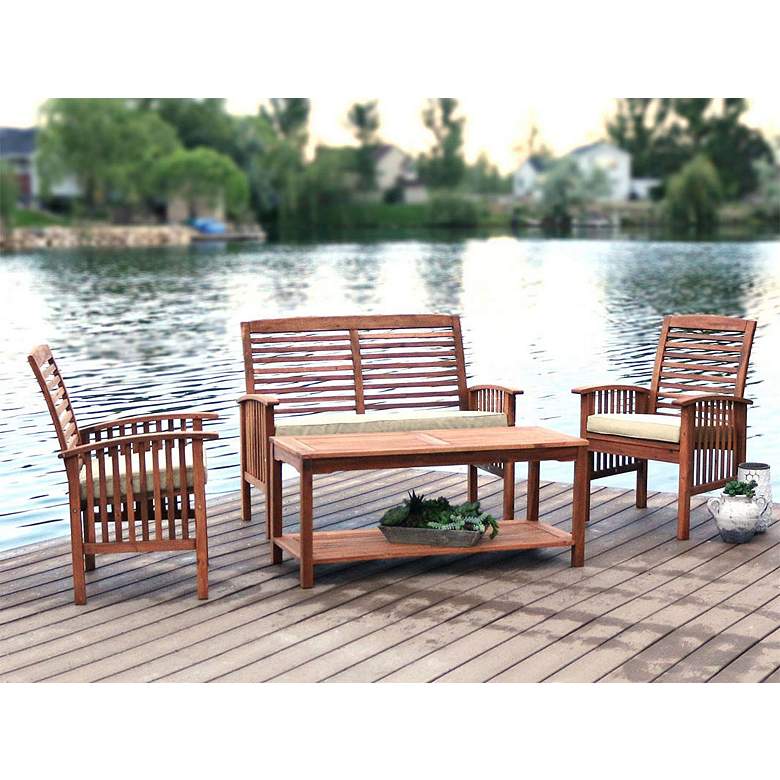 Image 1 Kevin Brown 4-Piece Patio Conversation Set with Cushions