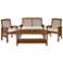 Kevin Dark Brown 4-Piece Patio Conversation Set and Cushions