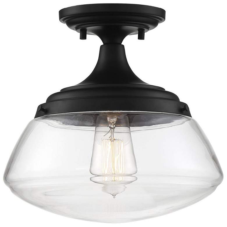 Image 1 Kew; 1 Light; Semi-Flush Fixture; Aged Bronze Finish with Clear Glass