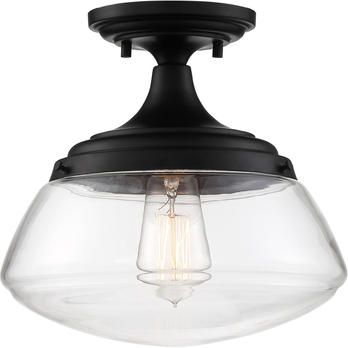 Image 2 Kew; 1 Light; Semi-Flush Fixture; Aged Bronze Finish with Clear Glass more views