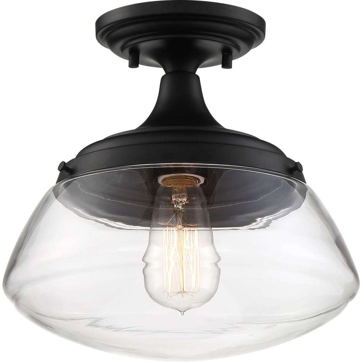 Image 3 Kew; 1 Light; Semi-Flush Fixture; Aged Bronze Finish with Clear Glass more views