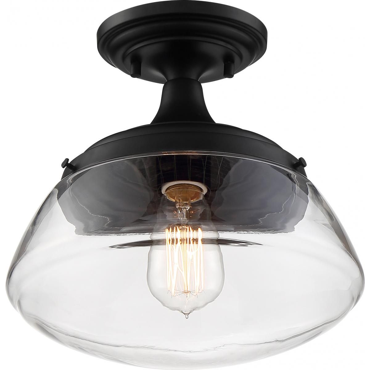 Image 4 Kew; 1 Light; Semi-Flush Fixture; Aged Bronze Finish with Clear Glass more views