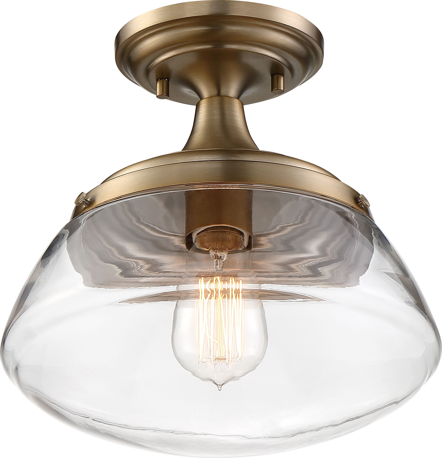 Image 4 Kew; 1 Light; Semi-Flush Fixture; Burnished Brass Finish with Clear Glass more views