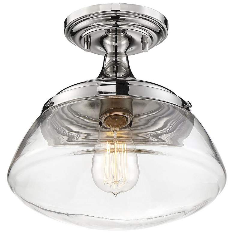 Image 1 Kew; 1 Light; Semi-Flush Fixture; Polished Nickel Finish with Clear Glass