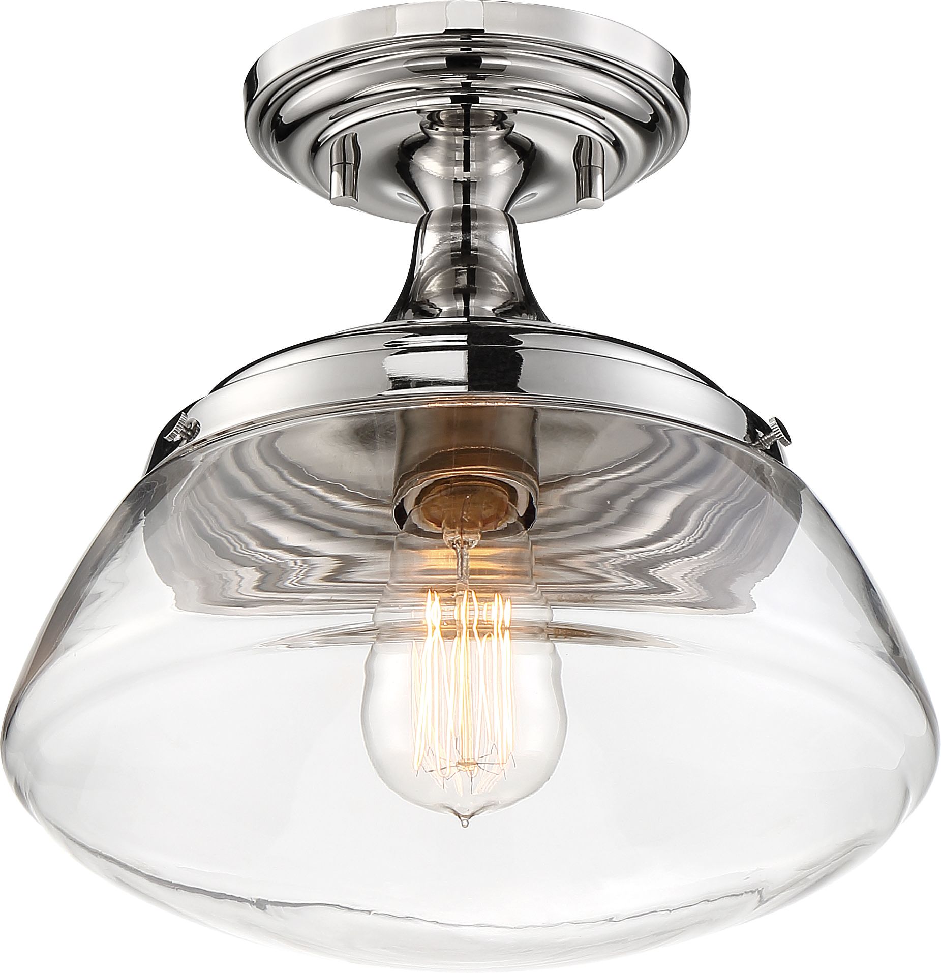 Image 2 Kew; 1 Light; Semi-Flush Fixture; Polished Nickel Finish with Clear Glass more views