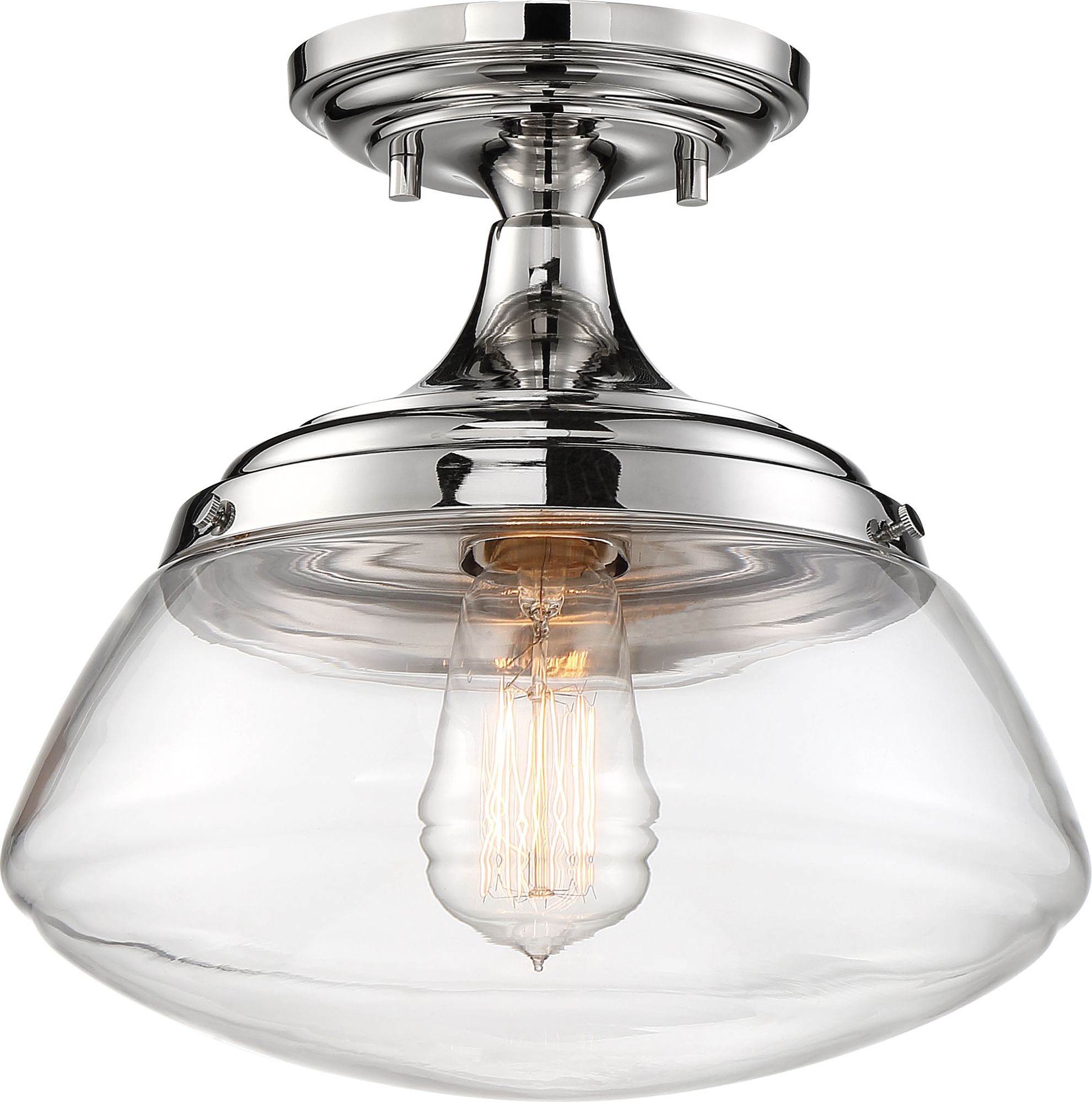 Image 3 Kew; 1 Light; Semi-Flush Fixture; Polished Nickel Finish with Clear Glass more views
