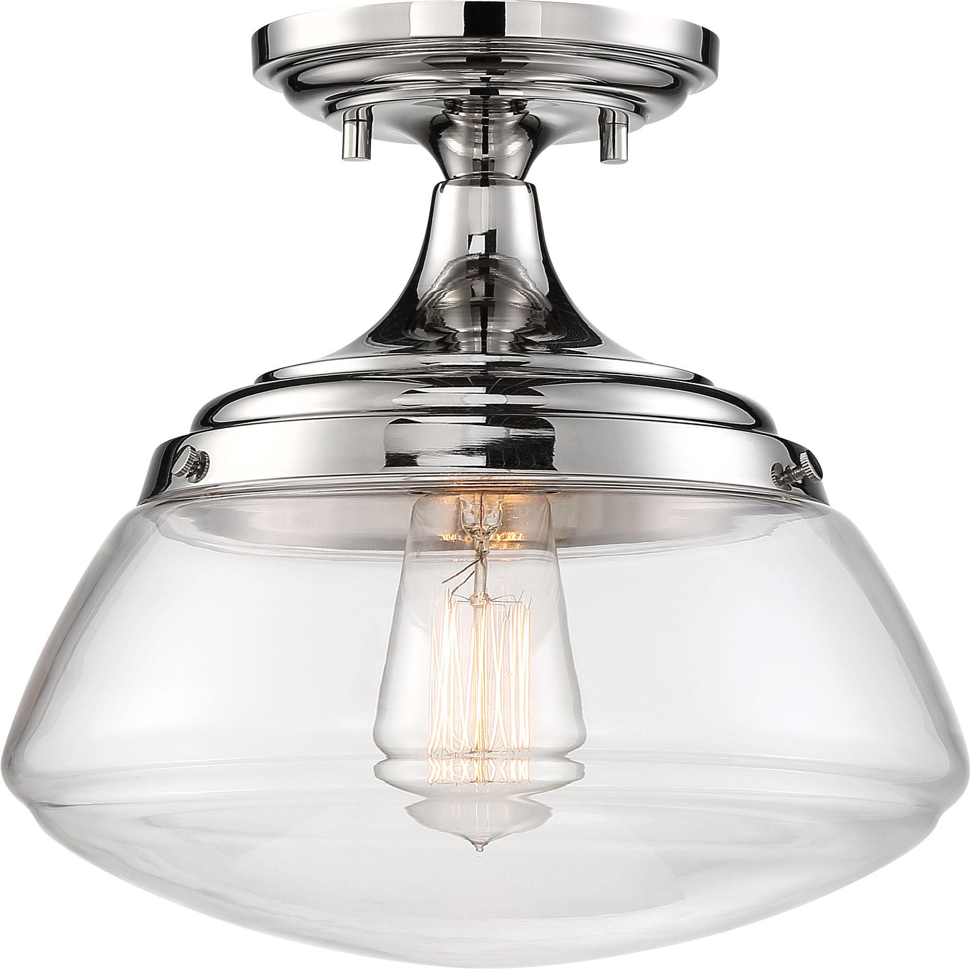Image 4 Kew; 1 Light; Semi-Flush Fixture; Polished Nickel Finish with Clear Glass more views