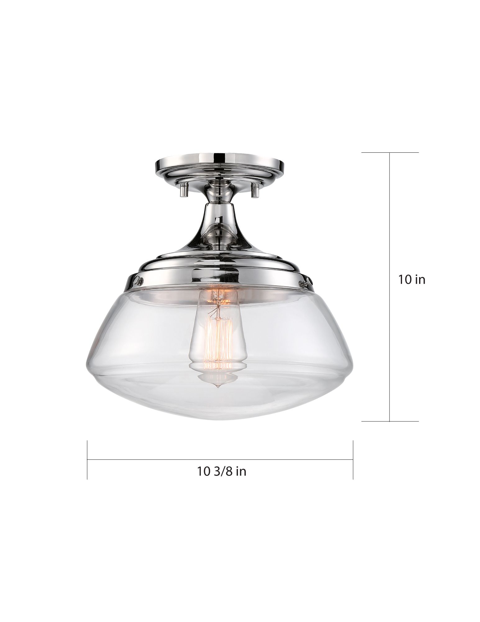 Image 5 Kew; 1 Light; Semi-Flush Fixture; Polished Nickel Finish with Clear Glass more views
