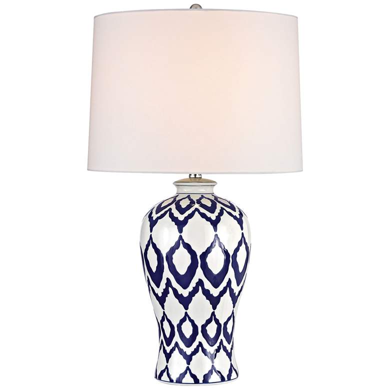 Image 1 Kew Blue and White Glaze Ceramic Table Lamp