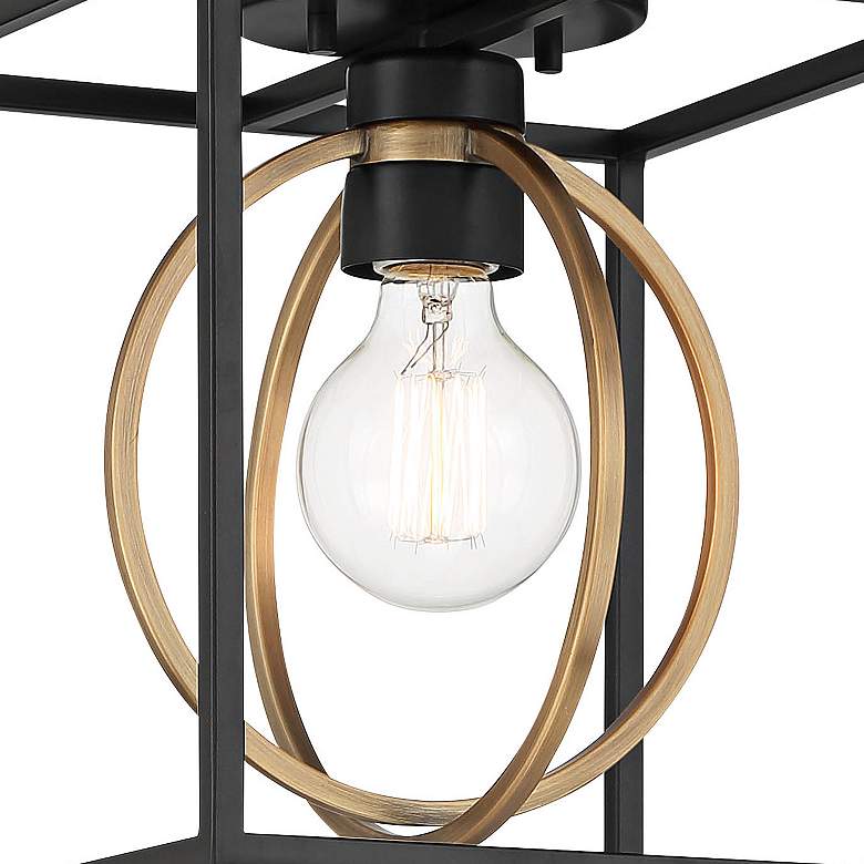 Image 5 Kew Gardens 10"W Matte Black and Satin Brass Ceiling Light more views