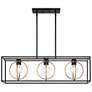 2_Kew Gardens 36" Wide Matte Black 3-Light Island Pendant