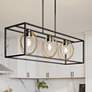 1_Kew Gardens 36" Wide Matte Black 3-Light Island Pendant