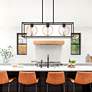 5_Kew Gardens 36" Wide Matte Black 3-Light Island Pendant more views