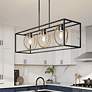 6_Kew Gardens 36" Wide Matte Black 3-Light Island Pendant more views