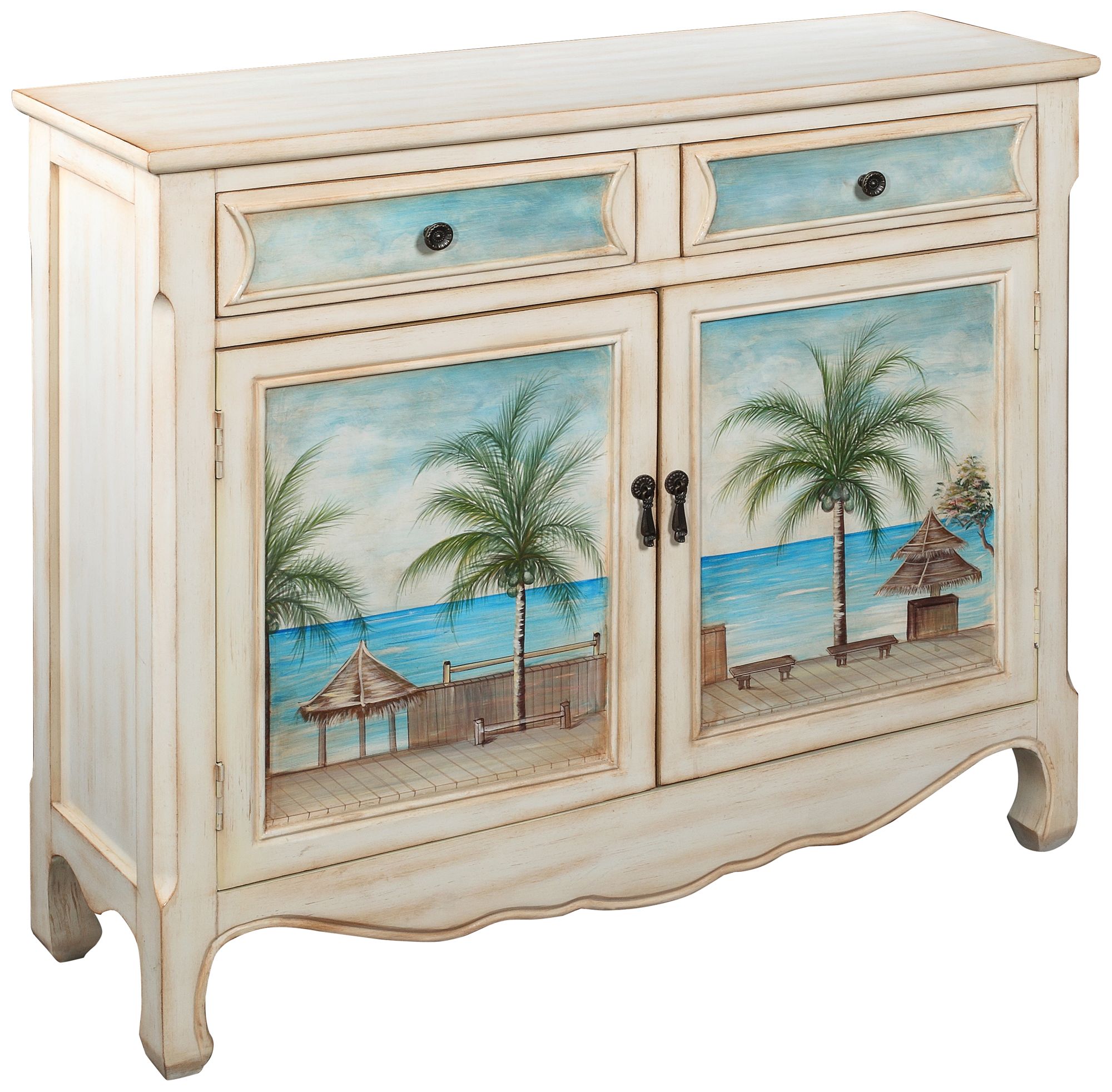 Key Largo Seaview 40" Wide Cream 2-Drawer Storage Cabinet
