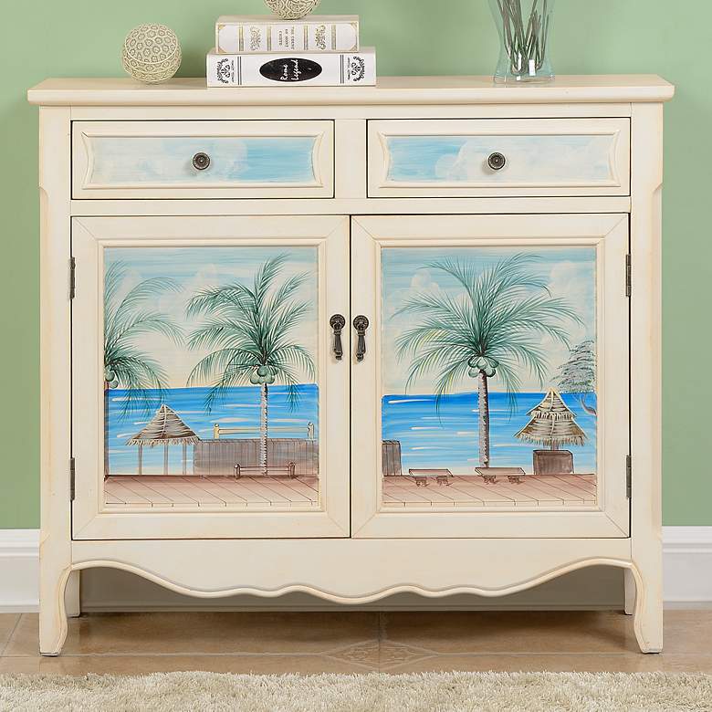 Image 1 Key Largo Seaview 40 inch Wide Cream 2-Drawer Storage Cabinet