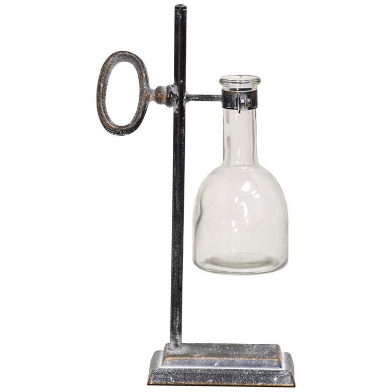 Image 1 Key Potion 7in W X 3in D X 12in Ht Metal Table Accessory with Glass Jar