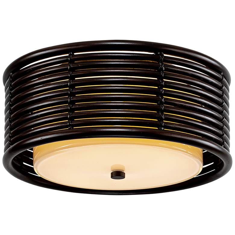 Image 1 Key West 16" Wide Espresso Drum LED Ceiling Light