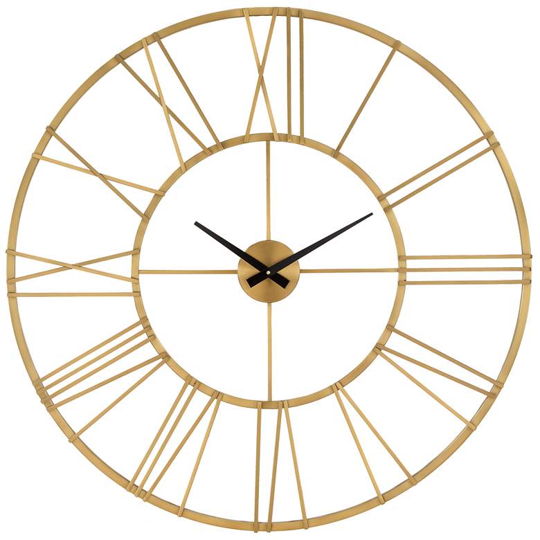 Image 1 Keyann 36" Round Brass Wall Clock