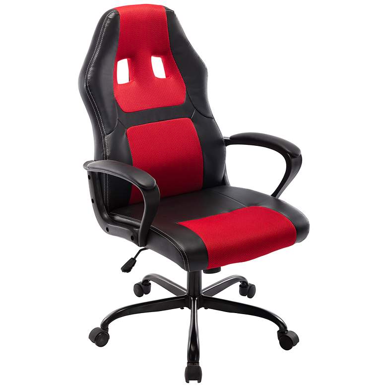 Image 2 Keyne Black Red Faux Leather Adjustable Gaming Chair