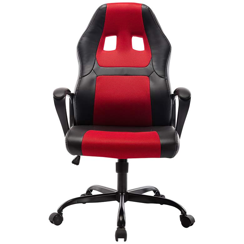Image 5 Keyne Black Red Faux Leather Adjustable Gaming Chair more views