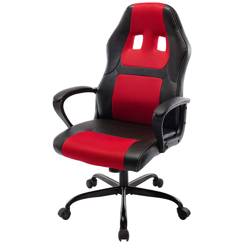 Image 6 Keyne Black Red Faux Leather Adjustable Gaming Chair more views