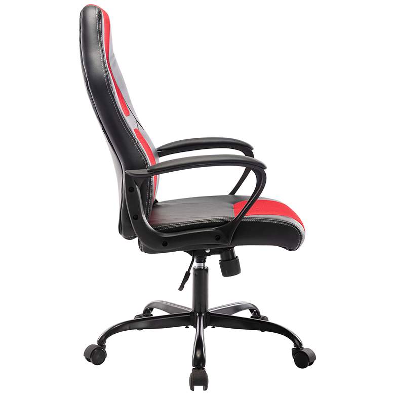 Image 7 Keyne Black Red Faux Leather Adjustable Gaming Chair more views